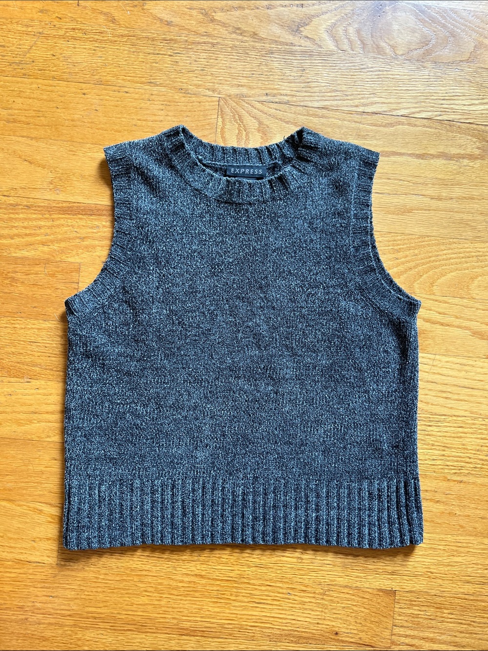 Express Charcoal Gray Sleeveless Crewneck Knit Vest